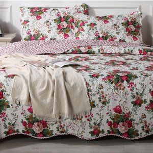 3pc Printed Reversible Quilt Coverlet Set